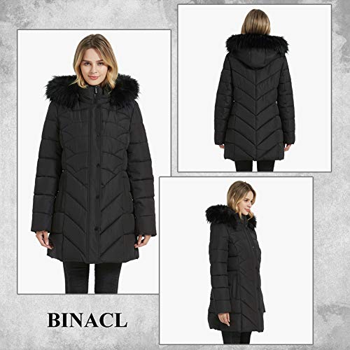 BINACL Women's Winter Warm Thicken Long Outwear Pockets Coat Parka Jacket XS-3XL - color: Black, size: 3X-Large
