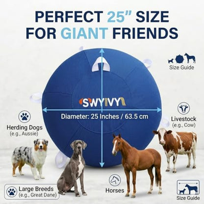 25" Dog Horse Ball&Cover with Straps, Herding Ball for Dogs Blue Heelers, Harding Dog Large Mega Pets Soccer Ball for Australian | Zipperless auto-seal safe from chewing. Dog herding ball with straps. 700+ reviews. Durable outdoor toy for large breeds. -