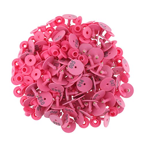Baosity 100PCS Small Numbered Livestock Ear Tag for Pig, Pink