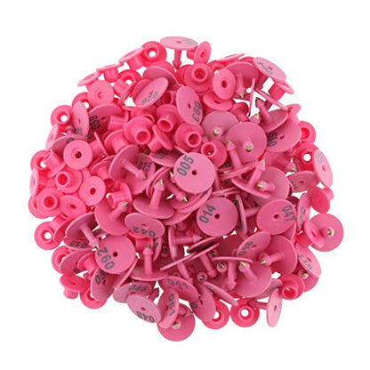 Baosity 100PCS Small Numbered Livestock Ear Tag for Pig, Pink