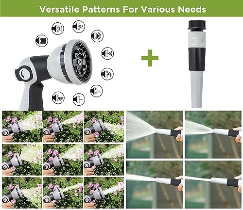 Tuyeho Retractable Garden Hose Reel 90 FT, Wall Mount Heavy Duty Water Hose Reels with Automatic Slow Rewind System, Outdoor Hoses Reel with 2 Hose Nozzles for Garden Watering, Car Wash, Pet Shower - size: 1/2" 90FT