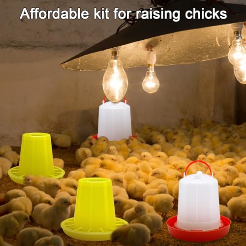 Funnymoom 12 Pack Chick Feeder and Waterer Set Chicken Feeder and Waterer Kit, 1.5l Chicken Feeding and Drinker Bulk for Baby Chicks Ducks Goose Pigeons Quail Coop Accessories(Combination) - style: Combination