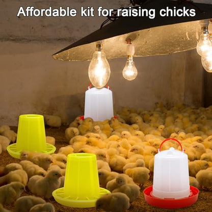 Funnymoom 12 Pack Chick Feeder and Waterer Set Chicken Feeder and Waterer Kit, 1.5l Chicken Feeding and Drinker Bulk for Baby Chicks Ducks Goose Pigeons Quail Coop Accessories(Combination) - style: Combination