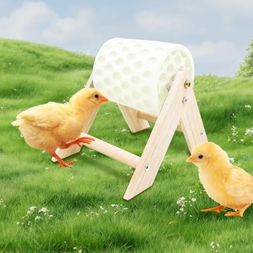 Chicken Coop Accessories, Beak Grinding Calcium Stone with Wooden Stand, Chicken Enrichment Toys, Toys for Hens, Ducks, Geese, Turkeys, Poultry, White - color: White
