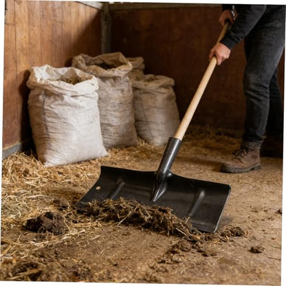 Mikikit Manual Livestock Waste Scraper and Poultry Manure Rake for Chicken Coop Cleaning, 40cm Stall Scraper Shovel for Barn and Livestock Cage Manure Removal