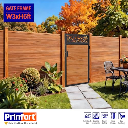 3x6FT (34.8" W X 70.8" H) 201 Stainless Steel Anti Sag Wooden Fence Gate Kit Heavy Duty Garden Gate Frame Hardware Kit Reinforcement (Left/Right Free-Installation) - size: W3xH6 FT-European