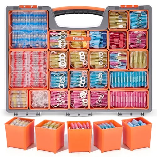 1622PCS Heat Shrink Wire Connectors Kit, T-Tap Electrical Terminals & Solder Seal Connectors, Insulated Marine Grade Waterproof Ring Fork Spade Butt Splice Set for Boat Automotive DIY