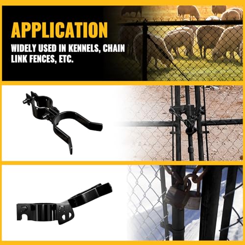 VIVIDA 1-3/8" x 1-5/8" Chain Link Gate Latch, Gate Fork Latch for Outdoor Fence, Black Powder Coated, Chain Link Fence Parts, 1 PCS - size: 1-3/8" x 1-5/8" (1 PCS)