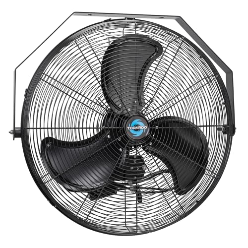 Tornado 24" High Velocity Metal Wall Mount Fan – IPX4 Water-Resistant & Outdoor Rated, 3-Speed, 7700 CFM, UL Safety Listed, Ideal for Commercial, Industrial, Residential, and Greenhouse Environments - size: 24 Inch