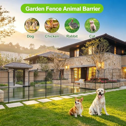 INJOPEXI Decorative Garden Fence 6 Panels 13ft (L)×42in (H) Animal Barrier Fences with 6 Panels Rustproof Metal Wire No Dig Rabbit Fencing Dog Fence for Outdoor Backyard Patio - Without Fence Gate - size: 6 Panels 13ft(L)-42"(H) - Without Gate