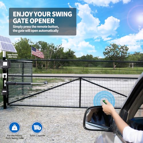 TOPENS A8131 Single Swing Gate Opener Heavy Duty Automatic Gate Motor for Single Swing Gates Up to 18ft, Electric Driveway Gate Operator AC Powered with Remote Control Kit Solar Compatible - size: 880lbs