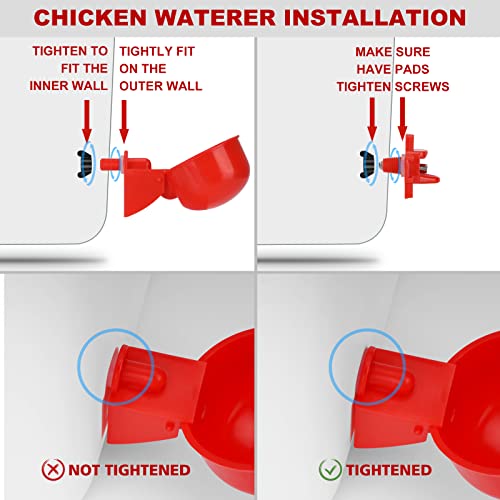 ‎Tgeyd Chicken Waterer - Chicken Water Feeder with 4 Water Cups - Automatic Chicken Waterer No Waste - Poultry Waterer with 2 Gallon for Chickens Ducks and Goose