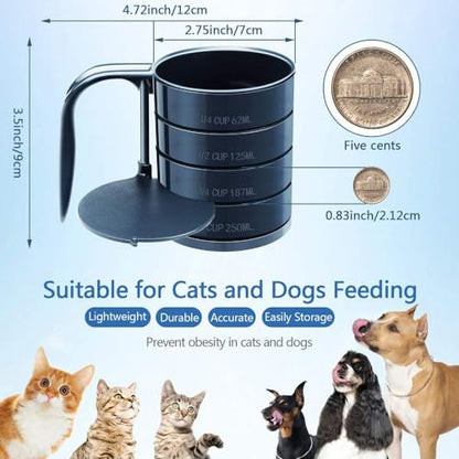 Joansan Dog Food Scoop Pet Food Scoops for Dogs 4 Capacity Cup in 1 Cup Measuring Scoop for Pets Dog Cat and Bird Solid Food (Includes 1/4 C 1/2 C 3/4 C 1 CUP)