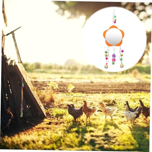 Acrylic Chicken Mirror with Hanging Ring for Pet Birds and Hens Sturdy Chew-Resistant Bird Accessory for Coop Entertainment and Stress Relief