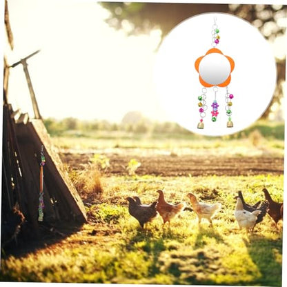 Acrylic Chicken Mirror with Hanging Ring for Pet Birds and Hens Sturdy Chew-Resistant Bird Accessory for Coop Entertainment and Stress Relief