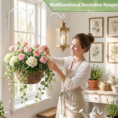 AJART White Plant Hanger Outdoor: 12-Inch Plant Hooks for Wall Indoor - Metal Plant Bracket Hook for Hanging Flower Baskets - size: 12 Inch, style: Plant Hooks White