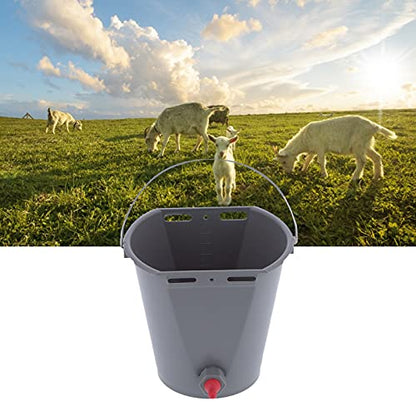 flexman 8L Cow Feeder Bucket, Lamb Milk Feed Bucket with Nipples Check Valves, Sheep Milk Feeding Bucket with Lifting Handle for Farms Livestock (for Sheep) - size: For sheep