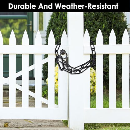 Gate Chain Lock with Carabiners, 20'' Black Metal Gate Locks for Outdoor Fence Pet Cage Backyard Chain Lock Planter Hanging Garden Yard Farm Use