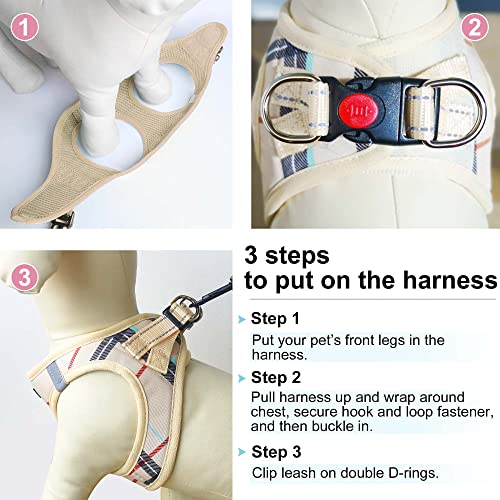 Dog Harness Step-in Breathable Puppy Cat Dog Vest Harnesses for Small Medium Dogs - color: Beige, size: X-Small (Chest 10''-11.5'', Weight 5-8 lb)