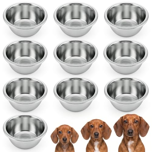 10 Pack Stainless Steel Dog Bowls, 8 Cup 64 OZ Metal Thickened Food and Water Dish, 8.7 Inch Ample Capacity & Dishwasher Safe Pet Feed Replacement Bowls for Small Medium Large Dogs Cats