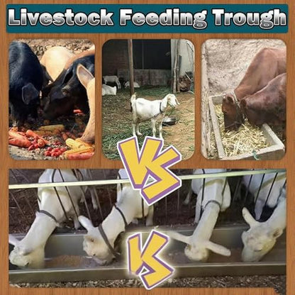 2-in-1 Animal Feeding & Watering Trough for Sheep, Goats, Cattle - Heavy Duty, Easy to Clean, Portable Livestock Feeder and Waterer Tub for Pasture, Barn, Ranch(Cattle 75in/190cm) - size: Cattle 75in/190cm