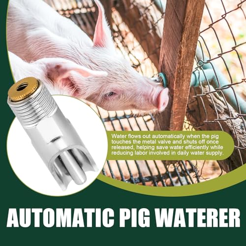 20 Pack Pig Water Nipple, 1/2" NPT Stainless Steel Automatic Pig Nipple Waterer, Pig Water Feeder, Pig Waterer for Sows Piglets Drinking, Nipple Drinker