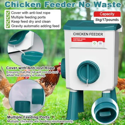 Chicken Feeder and Waterer Set, 1.9 Gallon/17.7 Pounds, Automatic Chicken Feeders and Chicken Waterer, Detachable for Chick, Duck & Quail Coop Use, Outdoor Farm & Backyard (Upgraded) - size: 1.9 Gallon Upgraded