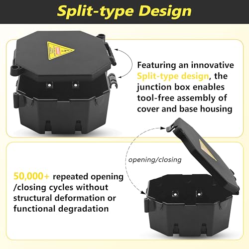 MIARALA Black Open Splice Junction Box (6 Pack), Splice Box Wire Electrical Junction Box with Cover V0 Flame Retardant Rating(Highest Level) - size: 6 pack