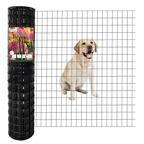 FOREHOGAR Black PVC Coated Welded Wire Fence 48 Inch x 50 Foot, 2 Inch x 3 Inch 16GA, Garden Border Fencing Roll Vinyl Coating Metal Wire Mesh for Yard Vegetable Plant Protection Poultry Netting - color: Black, size: 2''x3'' 16GA 48''x50'