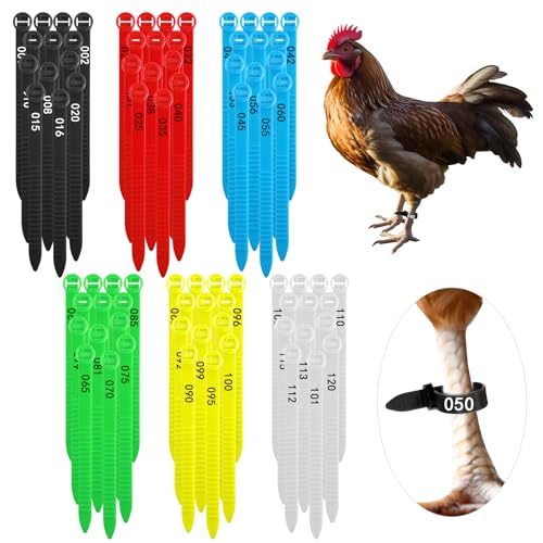 Chicken Leg Bands, 120 Pcs Adjustable Chicken Leg Rings Identification Band Colorful Numbered Chick Tags for Legs Poultry Foot Rings Legs Bands for Poultry Identification Chickens Duck Turkey(10-30mm)