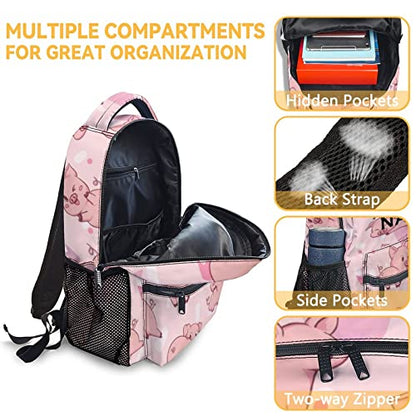 Personalized Pig Backpack Gifts with Text Name, 16 Inch Cute Pig Bookbag Durable, Lightweight, Large Capacity, Funny Animal Backpack for School Girls Kids Women - color: Style-3-1