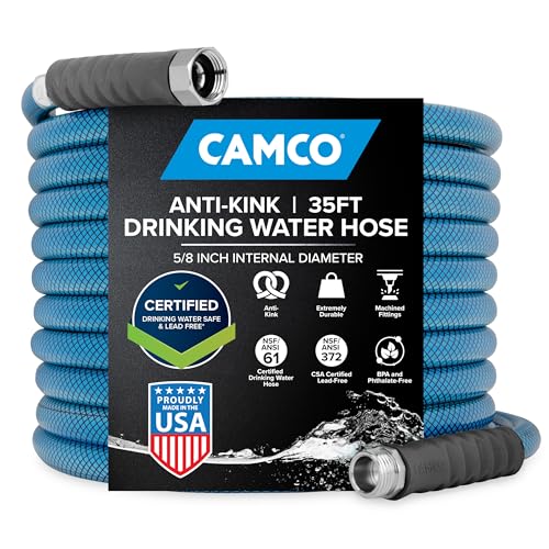 Camco TastePURE 35-Foot Premium Camper/RV Drinking Water Hose - Features a Heavy-Duty No-Kink Design with Strain Relief Ends & 5/8-Inch Inside Diameter - NSF Drinking Water Safe Certified (22843) - size: 35-Foot
