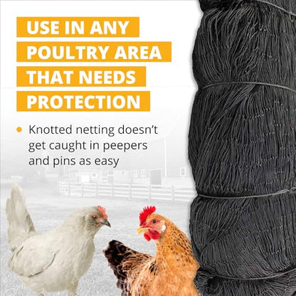 Stromberg’s 2” Mesh Heavy Duty Knotted Aviary Netting, UV Resistant Polyethylene Fiber for Game Birds, Pheasants & Poultry, 85 Lbs Break Strength Durable Against Weather and Predators, Size 25' x 100' - style: 2" Netting - 25' x 100'
