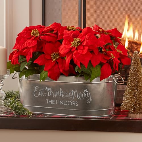 Let's Make Memories Personalized Beverage Tub - Christmas Party - Eat, Drink & Be Merry - Metal - Engraved - 5.5 Gallons - w/Stand - color: Be Merry, size: With Stand