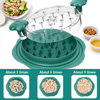 Large Chicken Shredder Tool with Suction Base 2026 – Twist Meat Shredder with Ergonomic Handle & Anti-Slip Grip – Transparent Lid for Easy Shredding Chicken & Beef (Blue) - color: Blue