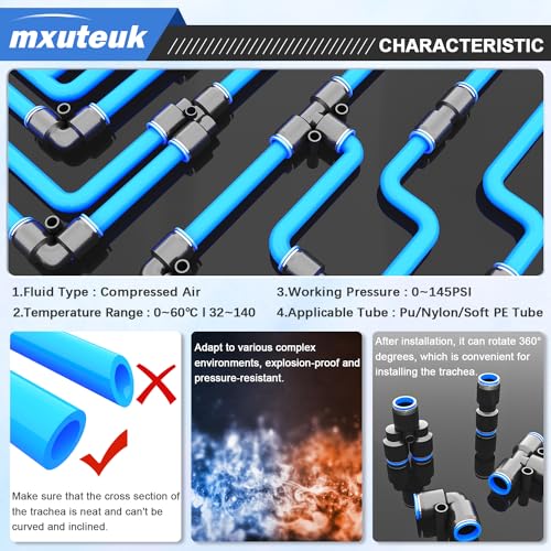 mxuteuk 1/4" OD Push to Connect Fittings,1/4" OD Air Line Fittings,Quick Connect Air Hose Fittings for 1/4" Tube (34PCS) - style: 34PCS 1/4"