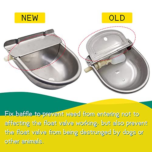 Automatic Livestock Waterer Bowl Kit 3/4" GHT Hose & 2 Drain Plugs | 304 Stainless Steel | Float Valve Auto Refill Water Dispenser |for Large Dogs,Horse,Chicken, Goat, Pig | 2.5L Capacity