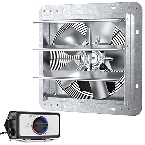 iLiving ILG8SF10V-T, 10 inch Shutter Exhaust Attic Garage Grow, Ventilation Fan with 3 Speed Thermostat 6 Foot Long 3 Plugs Cord, 10" - Variable, 600 CFM, 900 SQF Coverage Area, Silver - style: 3-Speed With Built-in Thermostat