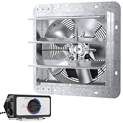 iLiving ILG8SF10V-T, 10 inch Shutter Exhaust Attic Garage Grow, Ventilation Fan with 3 Speed Thermostat 6 Foot Long 3 Plugs Cord, 10" - Variable, 600 CFM, 900 SQF Coverage Area, Silver - style: 3-Speed With Built-in Thermostat