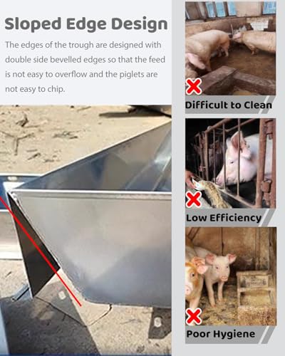 Pig Hog Feeders for Outside Heavy Duty, Piglet Livestock Feeder Trough Easy Clean Fill, Automatic Animals Feeder/Poultry Watering Bowls(70.8in/6ft) - size: 70.8in/6ft