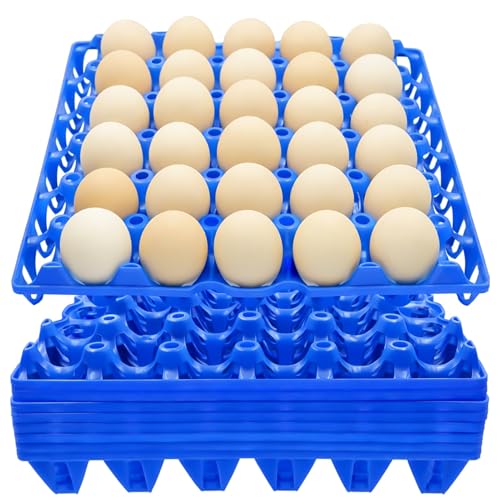 8PCS Plastic Egg Tray Egg Crates 30-Egg Flats, Stackable Egg Cartons Hold Multiple Eggs for Home Chicken Farmers, Plastic Egg Crate Farm Products for Storing, Sorting, Shipping Eggs - Blue - color: Blue
