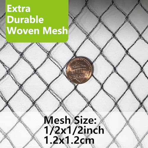 20x20ft Bird Netting for Chicken Coop, 1/2" Mesh Chicken Coop Netting Cover | Poultry Netting Roof for Chicken Run, Hawk Proof, Bird Netting for Garden, Fruit Trees, Plants, Vegetables, Garden Protection - size: 20'x20'-1/2''
