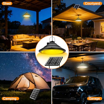 Solar Chicken Coop Light with Timer | Three-Color Dimmable LED, IP66 Waterproof Hanging Ceiling Pendant Light Suitable for Poultry Farms,Coops,Patio,Camping,Garage etc - color: 1pcs