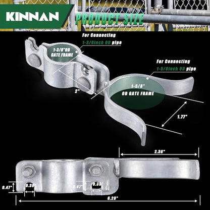 1-3/8" x 1-5/8"Chain Link Fence Fork Latch, KINNAN Gate Fork Latch with Padlock Hole, Galvanized Fence Latch Lock to Gate Post,Bolts & Nuts Included - size: 1-3/8" X 1-5/8"