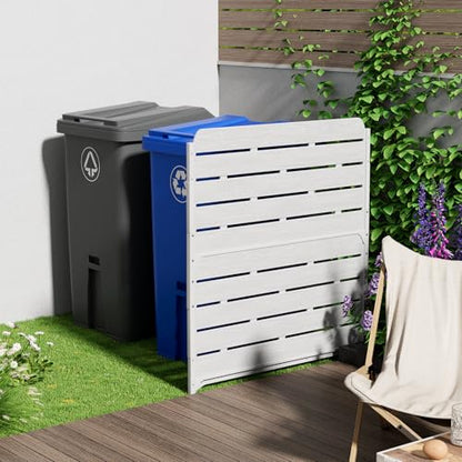 ZZM White Privacy Fence Panels (1 Panel) Outside Decorative Air Conditioner Fences Trash Can Fence Pool Equipment Enclosure Hide Backyard Screen Fence - color: White 1 Panel