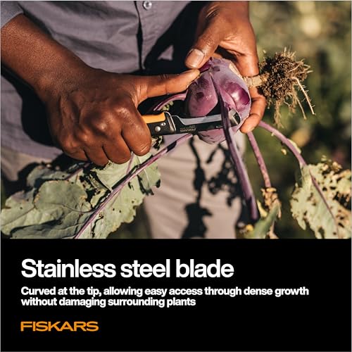 Fiskars Folding Produce Knife, Gardening Tool for Harvesting Produce with Foldable Ergonomic Design, Stainless Steel Curved Blade, Orange - style: Folding Harvest Knife