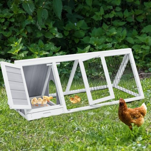 Chicken Coop for 2 Chickens Small Rabbit Hutch Quail Coop Wooden Bunny Cages Outdoor Chicken Comes with Tray (Wood) - TenaoVilleux - color: Grey