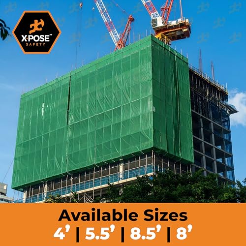 Xpose Safety Construction Safety Netting – 4' x 150', 1/4" Mesh Scaffold Safety Net, Temporary Material Roll, Visibility Fence, Heavy-Duty Fire Retardant, Green - color: 3) Green, size: 4' X 150' – 1/4" Mesh