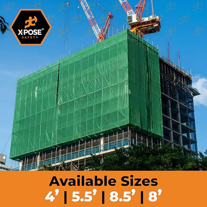 Xpose Safety Construction Safety Netting – 4' x 150', 1/4" Mesh Scaffold Safety Net, Temporary Material Roll, Visibility Fence, Heavy-Duty Fire Retardant, Green - color: 3) Green, size: 4' X 150' – 1/4" Mesh
