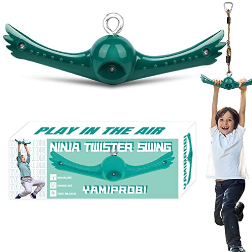YAMIPROBI Swing Spins Set: 360° Handle Twist-Spin Flips Toy - Slackline Attachments Activate Play Powers - Accessories for Kids' Playground and Backyard Fun, Green - color: Green